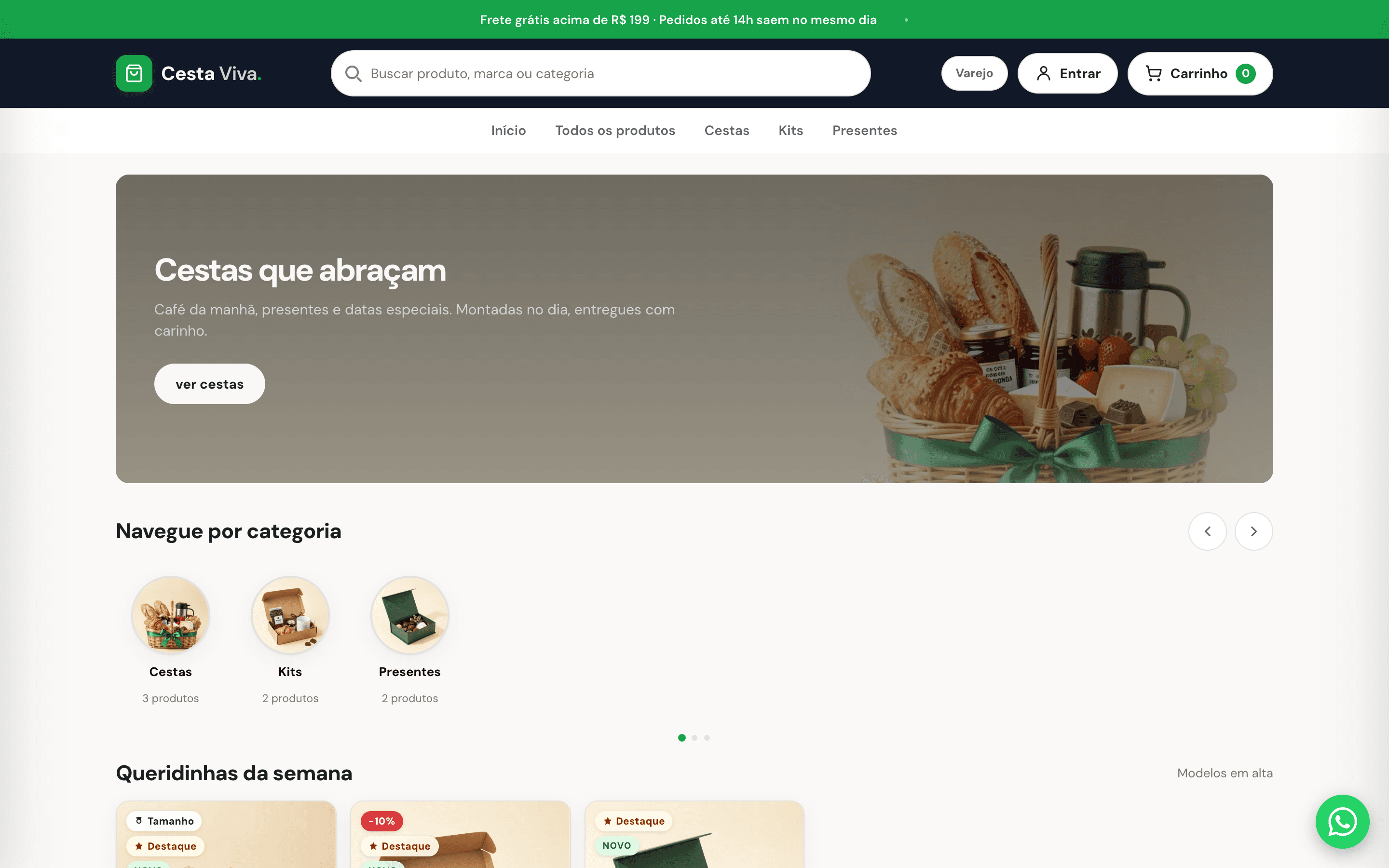 Vitrine real de um catálogo de calçados com busca, categorias e produtos em destaque